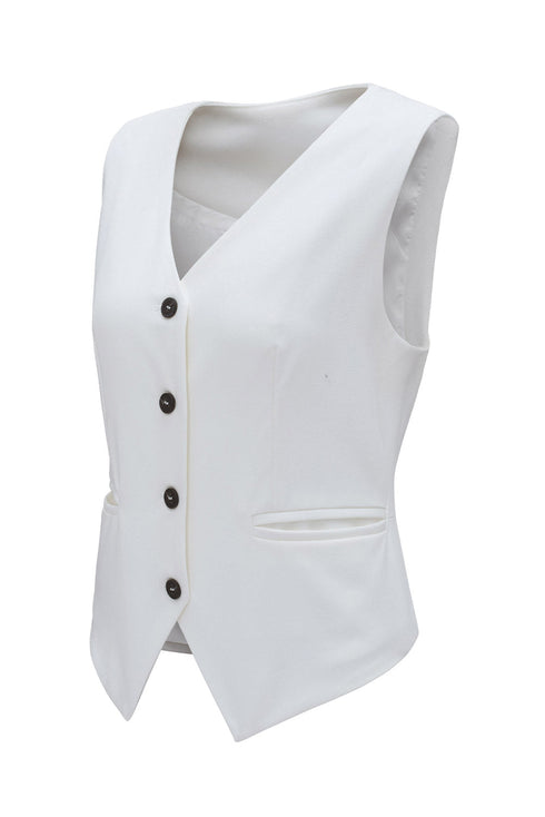 Solid Color Button Up V Neck Suit Vest